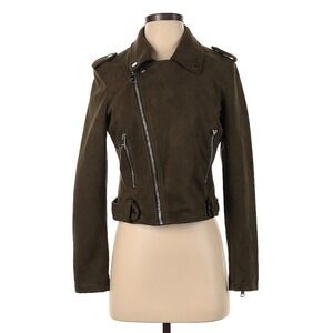 VIGOSS Womens XL asymmetrical Army green moto jacket​​​​​​​​​​